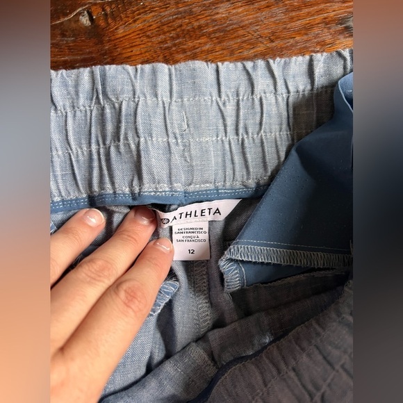 Athleta Blue Cabo Linen Jogger Athleisure Travel Lifestyle Pant EUC size 12 - Picture 4 of 5
